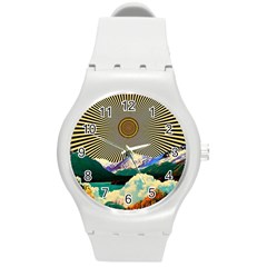 Surreal Art Psychadelic Mountain Round Plastic Sport Watch (m) by uniart180623