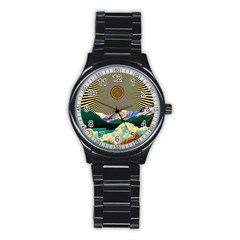 Surreal Art Psychadelic Mountain Stainless Steel Round Watch by uniart180623