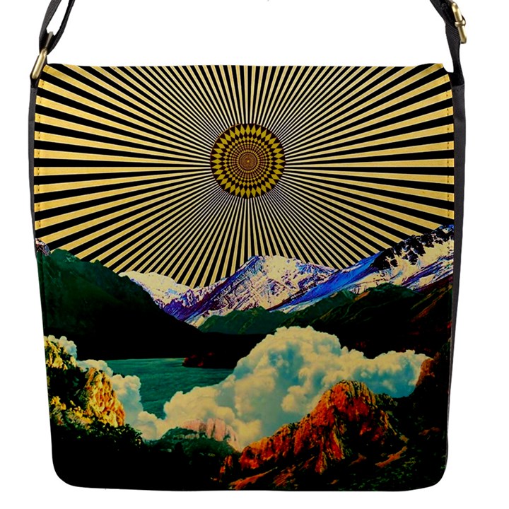 Surreal Art Psychadelic Mountain Flap Closure Messenger Bag (S)