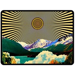 Surreal Art Psychadelic Mountain Two Sides Fleece Blanket (large) by uniart180623