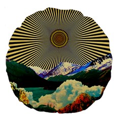 Surreal Art Psychadelic Mountain Large 18  Premium Flano Round Cushions by uniart180623