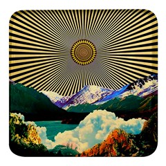 Surreal Art Psychadelic Mountain Square Glass Fridge Magnet (4 Pack) by uniart180623