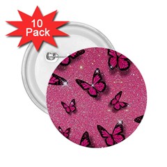 Pink Glitter Butterfly 2 25  Buttons (10 Pack)  by uniart180623