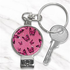 Pink Glitter Butterfly Nail Clippers Key Chain by uniart180623