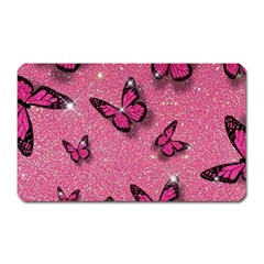 Pink Glitter Butterfly Magnet (rectangular) by uniart180623