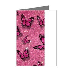 Pink Glitter Butterfly Mini Greeting Card by uniart180623