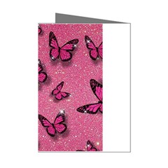 Pink Glitter Butterfly Mini Greeting Cards (pkg Of 8) by uniart180623