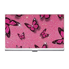 Pink Glitter Butterfly Business Card Holder by uniart180623