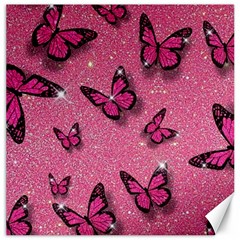 Pink Glitter Butterfly Canvas 12  X 12  by uniart180623