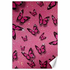 Pink Glitter Butterfly Canvas 24  X 36  by uniart180623