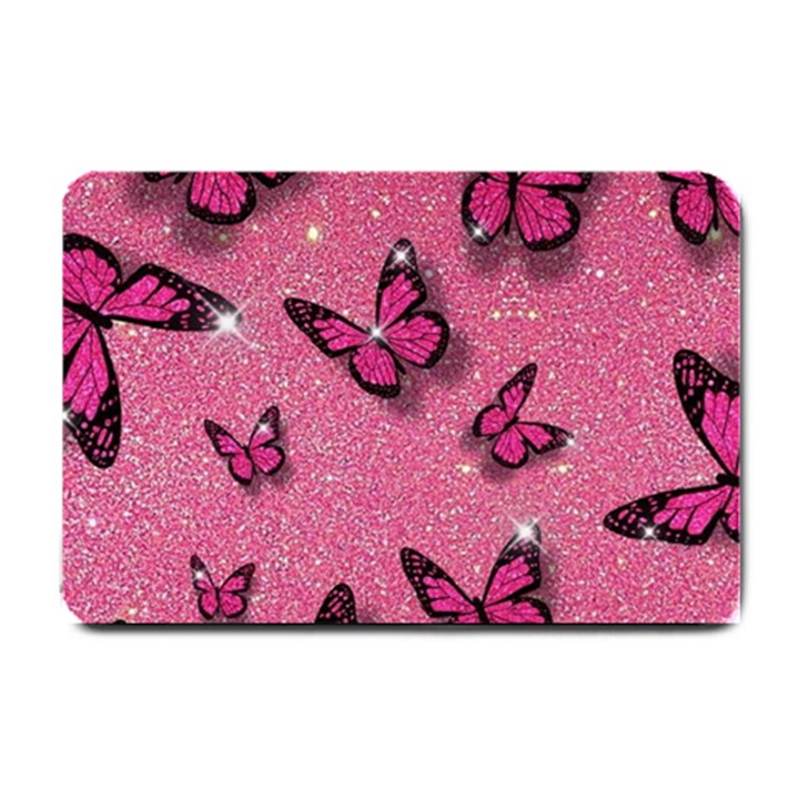 Pink Glitter Butterfly Small Doormat