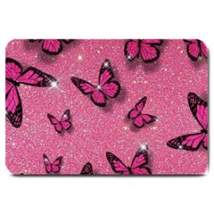 Pink Glitter Butterfly Large Doormat by uniart180623