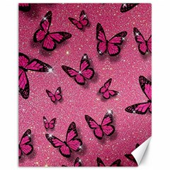 Pink Glitter Butterfly Canvas 11  X 14  by uniart180623