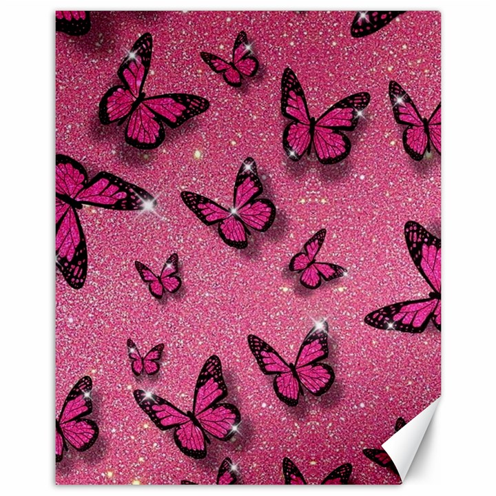 Pink Glitter Butterfly Canvas 11  x 14 