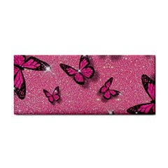 Pink Glitter Butterfly Hand Towel by uniart180623