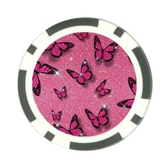 Pink Glitter Butterfly Poker Chip Card Guard (10 Pack) by uniart180623