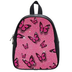 Pink Glitter Butterfly School Bag (small) by uniart180623