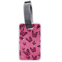 Pink Glitter Butterfly Luggage Tag (one Side) by uniart180623