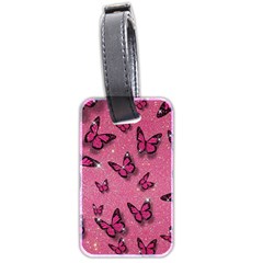 Pink Glitter Butterfly Luggage Tag (two Sides) by uniart180623