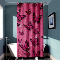 Pink Glitter Butterfly Shower Curtain 36  X 72  (stall)  by uniart180623