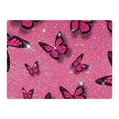 Pink Glitter Butterfly Two Sides Premium Plush Fleece Blanket (mini) by uniart180623