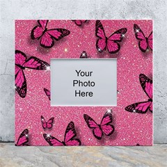 Pink Glitter Butterfly White Wall Photo Frame 5  X 7  by uniart180623