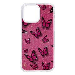 Pink Glitter Butterfly Iphone 14 Pro Max Tpu Uv Print Case by uniart180623