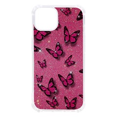 Pink Glitter Butterfly Iphone 13 Tpu Uv Print Case by uniart180623