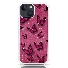 Pink Glitter Butterfly Iphone 13 Mini Tpu Uv Print Case