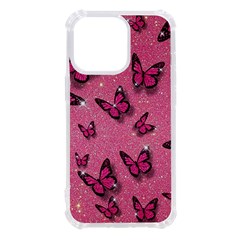 Pink Glitter Butterfly Iphone 13 Pro Tpu Uv Print Case