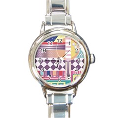 Abstract Shapes Colors Gradient Round Italian Charm Watch by pakminggu