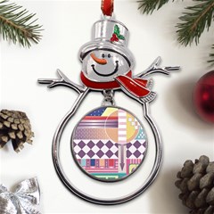 Abstract Shapes Colors Gradient Metal Snowman Ornament