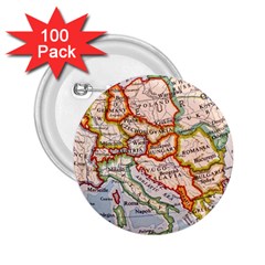 Vintage World Map Europe Globe Country State 2 25  Buttons (100 Pack)  by Grandong