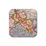 Vintage World Map Europe Globe Country State Rubber Coaster (Square) Front