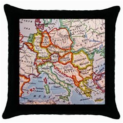 Vintage World Map Europe Globe Country State Throw Pillow Case (black) by Grandong