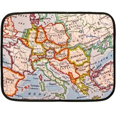 Vintage World Map Europe Globe Country State Fleece Blanket (mini) by Grandong