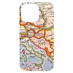 Vintage World Map Europe Globe Country State Iphone 14 Pro Max Black Uv Print Case