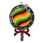 Swirl Abstract Twirl Wavy Wave Pattern Metal X Mas Lollipop with Crystal Ornament Front