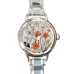 Flowers Pattern Plant Round Italian Charm Watch by pakminggu