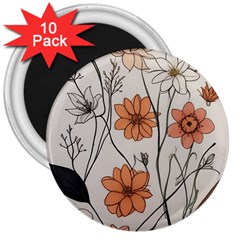 Flowers Pattern Plant 3  Magnets (10 Pack)  by pakminggu