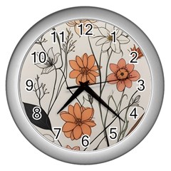 Flowers Pattern Plant Wall Clock (silver) by pakminggu