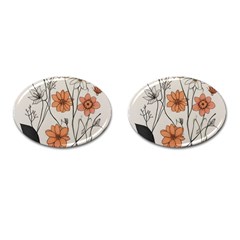 Flowers Pattern Plant Cufflinks (oval) by pakminggu