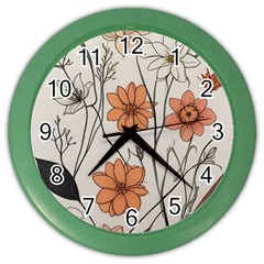 Flowers Pattern Plant Color Wall Clock by pakminggu