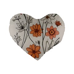 Flowers Pattern Plant Standard 16  Premium Heart Shape Cushions by pakminggu