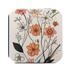 Flowers Pattern Plant Square Metal Box (black) by pakminggu