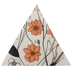 Flowers Pattern Plant Wooden Puzzle Triangle by pakminggu