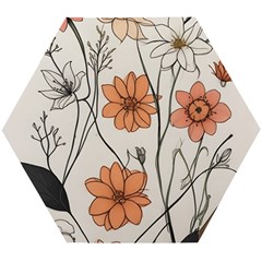 Flowers Pattern Plant Wooden Puzzle Hexagon by pakminggu