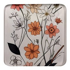 Flowers Pattern Plant Square Glass Fridge Magnet (4 Pack) by pakminggu