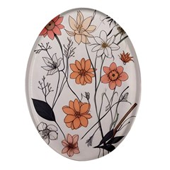 Flowers Pattern Plant Oval Glass Fridge Magnet (4 Pack)