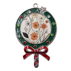 Flowers Pattern Plant Metal X mas Lollipop With Crystal Ornament by pakminggu